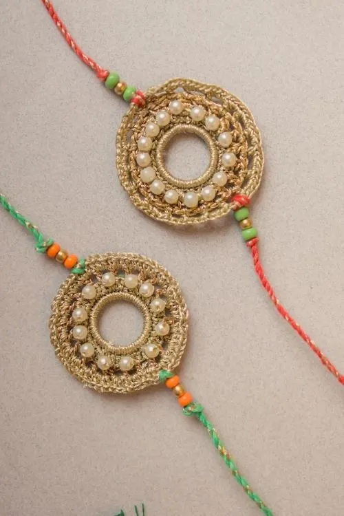 Samoolam Moon Ring Crochet Rakhi (Set of 2) - Image 2