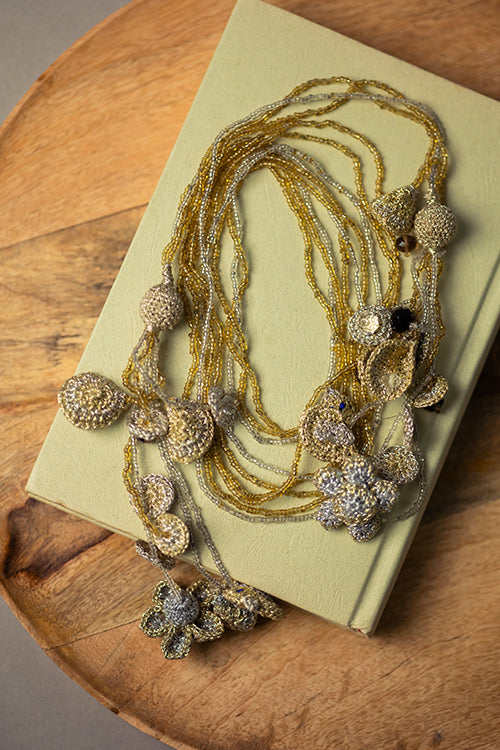 Samoolam Ornate Shimmer Tassels Necklace - Image 3