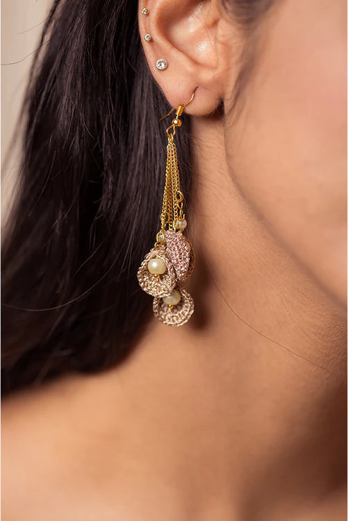 Samoolam Pearl Cluster Drop Earrings