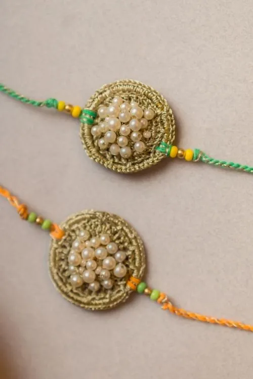 Samoolam Pearl Knot Crochet Rakhi (Set Of 2) - Image 2