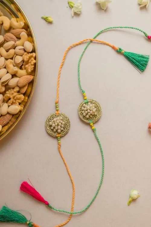 Samoolam Pearl Knot Crochet Rakhi (Set Of 2) - Image 3