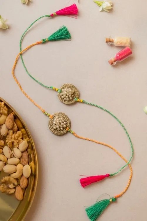 Samoolam Pearl Knot Crochet Rakhi (Set Of 2) - Image 4