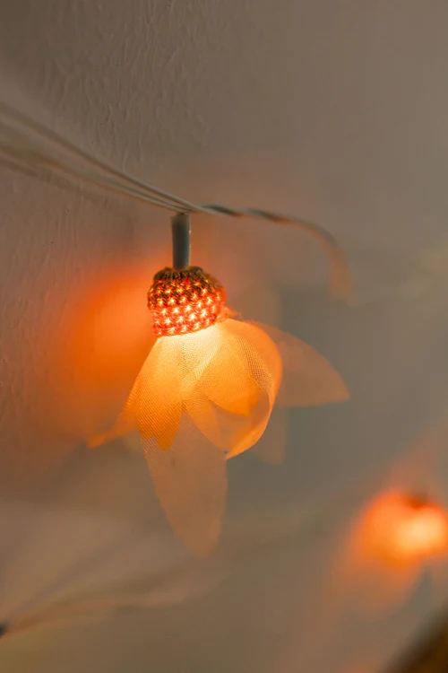 Samoolam Radiant Florals - Crocheted String Lights - Orange - Image 3