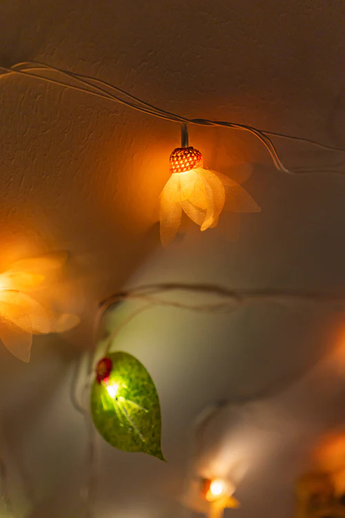 Samoolam Radiant Florals - Crocheted String Lights - Orange - Image 4