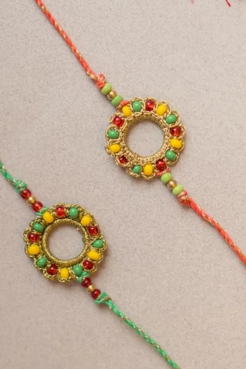 Samoolam Rainbow Ring Crochet Rakhi (Set of 2) - Image 2