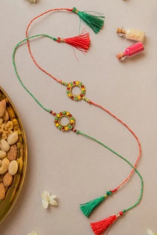 Samoolam Rainbow Ring Crochet Rakhi (Set of 2) - Image 3