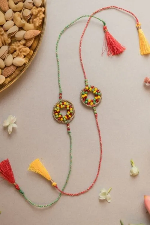 Samoolam Rainbow Threads Crochet Rakhi (Set of 2)