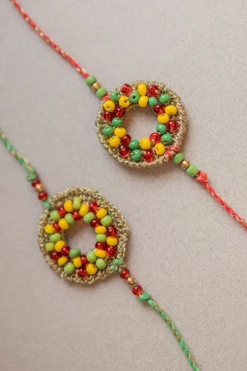 Samoolam Rainbow Threads Crochet Rakhi (Set of 2) - Image 2
