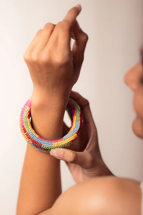 Samoolam Rangat Mosaic Multicolored Chunky Bangle (Set Of 2) - Image 2