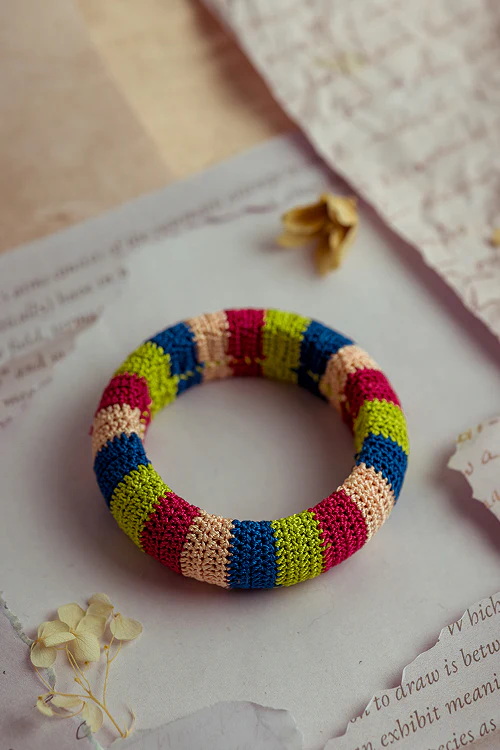 Samoolam Rangat Multicolored Striped Chunky Bangle (Set Of 2) - Image 2
