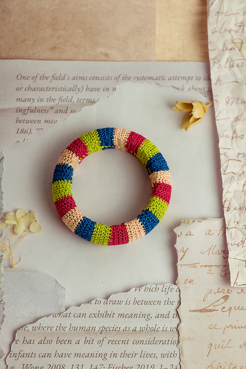 Samoolam Rangat Multicolored Striped Chunky Bangle (Set Of 2) - Image 4
