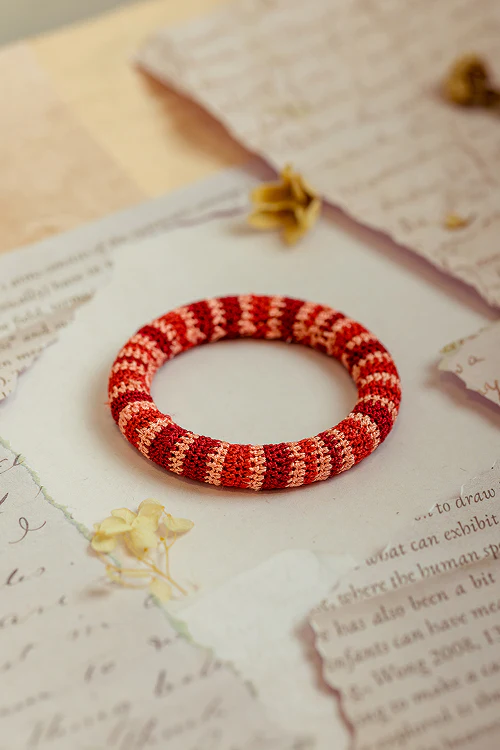 Samoolam Rangat Red Striped Bangle (Set Of 2) - Image 3