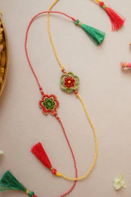 Samoolam Red & Greeen Gem Rakhi (Set of 2) - Image 4