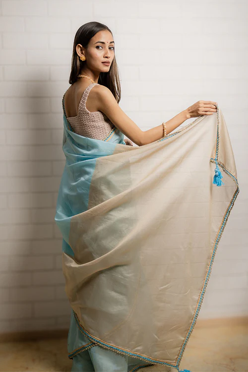 Samoolam Sky & Sand Lavanya handwoven sarees - Image 3