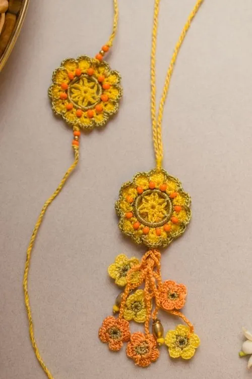 Samoolam Soul Stich Crochet Rakhi & Lumba Set (Set Of 2) - Image 2