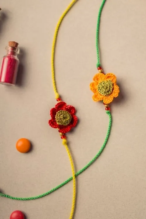 Samoolam Stars Crochet Rakhi Set (Set Of 2) - Image 3