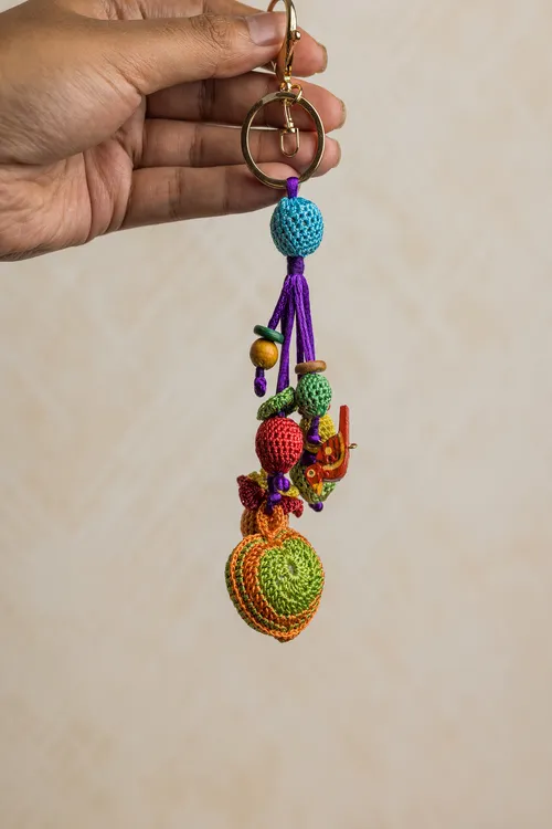 Samoolam Stuffed Heart Crochet Keychain ~ Orange - Image 2