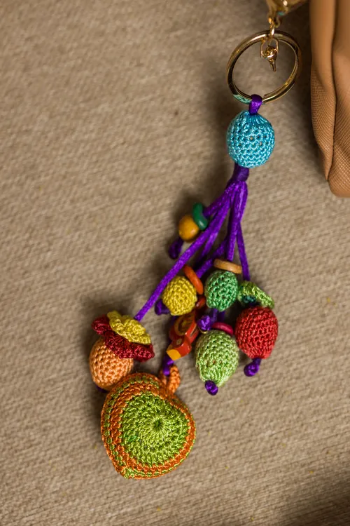 Samoolam Stuffed Heart Crochet Keychain ~ Orange - Image 4