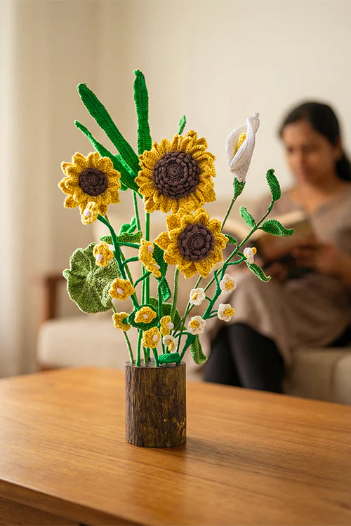Samoolam Sunshine Harmony - Crochet Flower Bouquet - Image 6