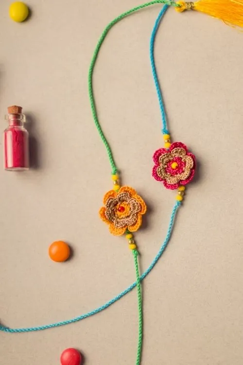 Samoolam Tiny Mandala Crochet Rakhi Set (Set Of 2) - Image 2