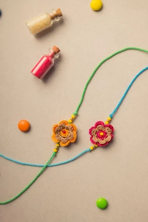 Samoolam Tiny Mandala Crochet Rakhi Set (Set Of 2) - Image 3