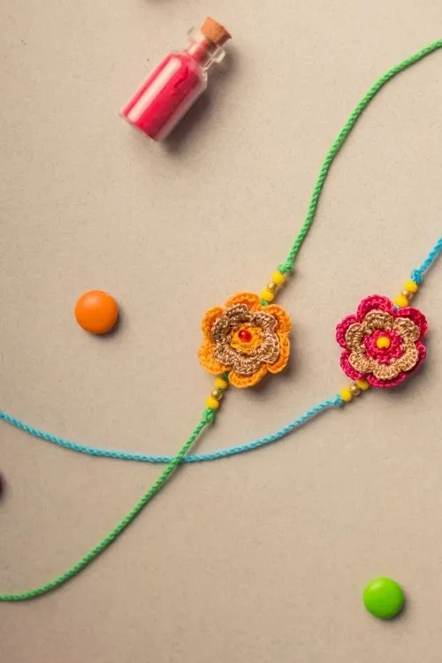 Samoolam Tiny Mandala Crochet Rakhi Set (Set Of 2) - Image 4