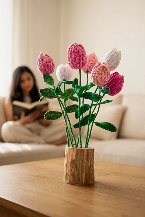 Samoolam Tulip Spring Serenity - Crochet Flower Bouquet - Image 3