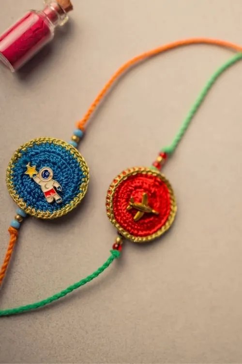 Samoolam Universe Crochet Rakhi Set (Set Of 2) - Image 2