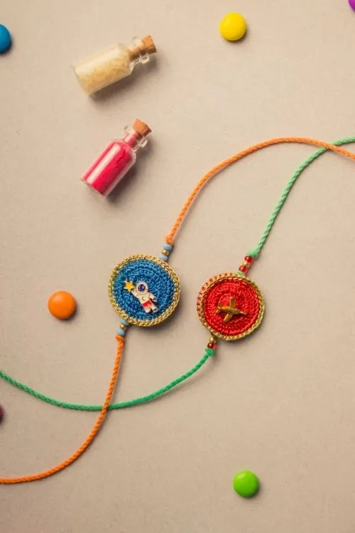 Samoolam Universe Crochet Rakhi Set (Set Of 2) - Image 3