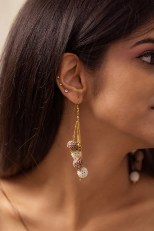 Samoolam " Swing Earrings ~ Brown Blobs"