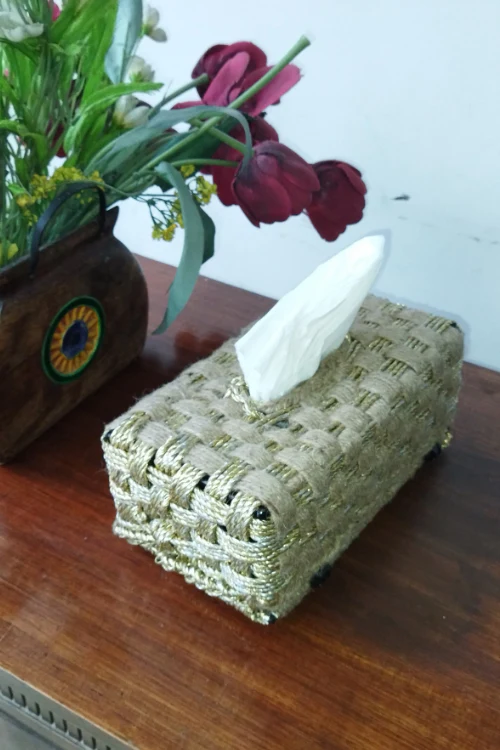 Sirohi Sandy Jute Tissue Box - Image 4