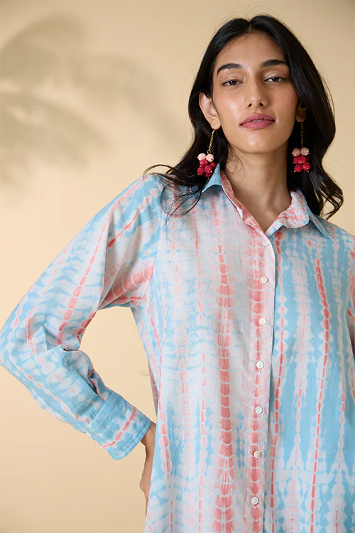 Okhai "Santorini" Tie-and-Dye Pure Cotton Shirt Dress - Image 2