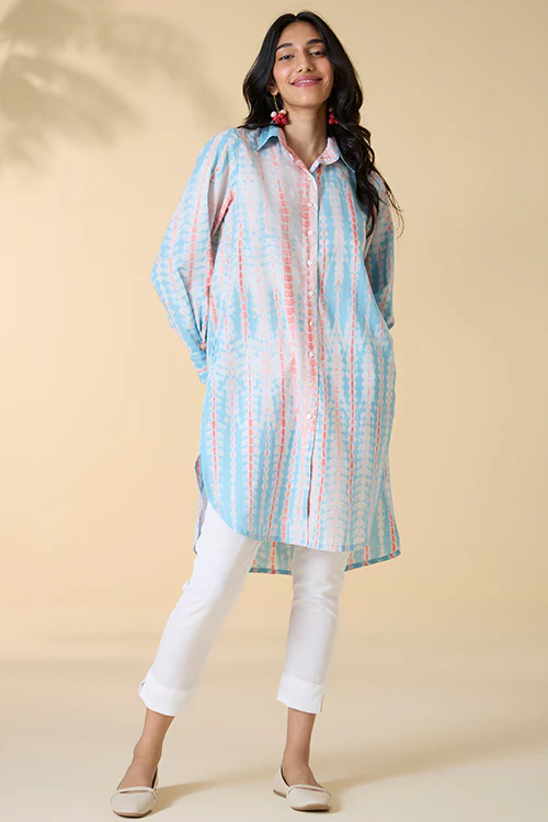 Okhai "Santorini" Tie-and-Dye Pure Cotton Shirt Dress - Image 5