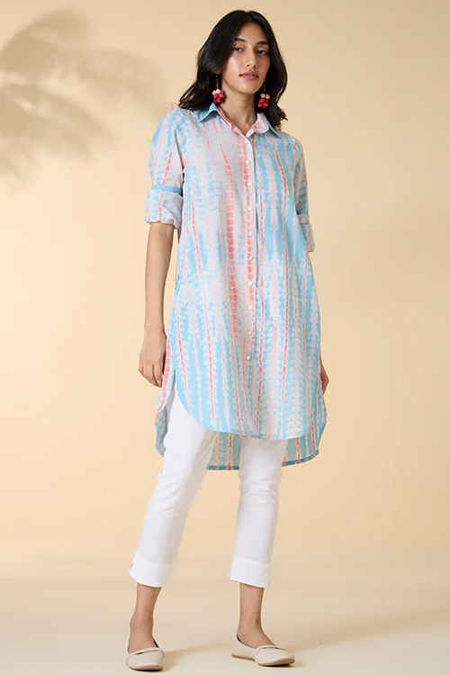 Okhai "Santorini" Tie-and-Dye Pure Cotton Shirt Dress - Image 6