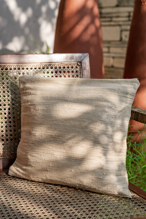 Saral Hand-Woven Cushion Cover (Single Pc)-Beige - Image 2