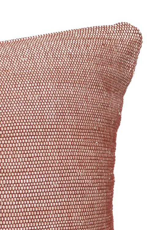 Saral Hand-Woven Cushion Cover (Single Pc)-Brick Red - Image 3