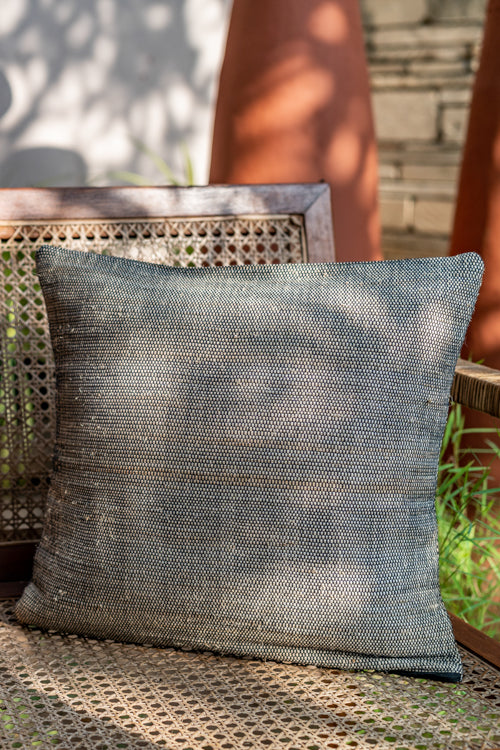 Saral Hand-Woven Cushion Cover (Single Pc)-Charcoal Black - Image 2