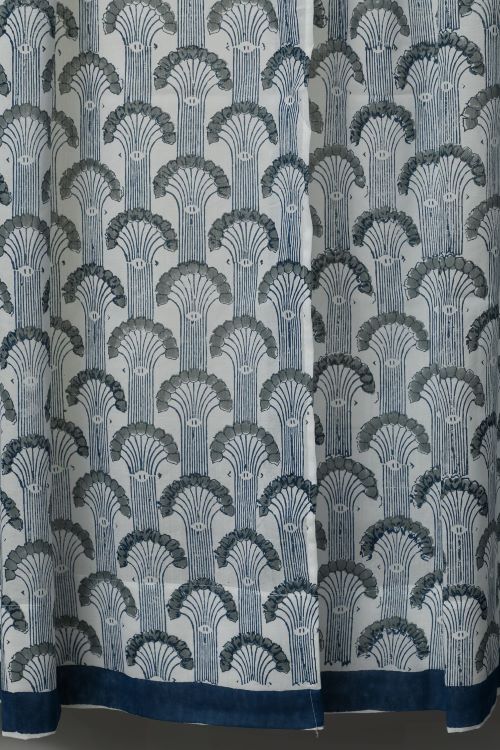 Sooti Syahi Sargasso Blue Hand Block Printed Window Curtain - Image 5