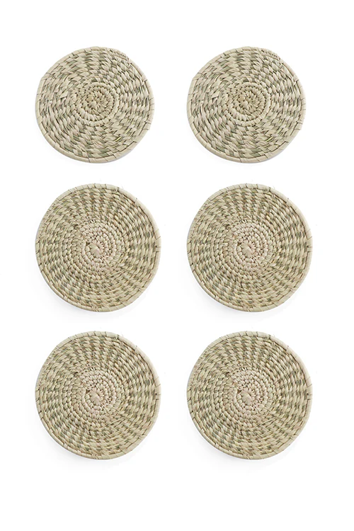Whe Set of 6 Handmade Sabai Grass Coasters