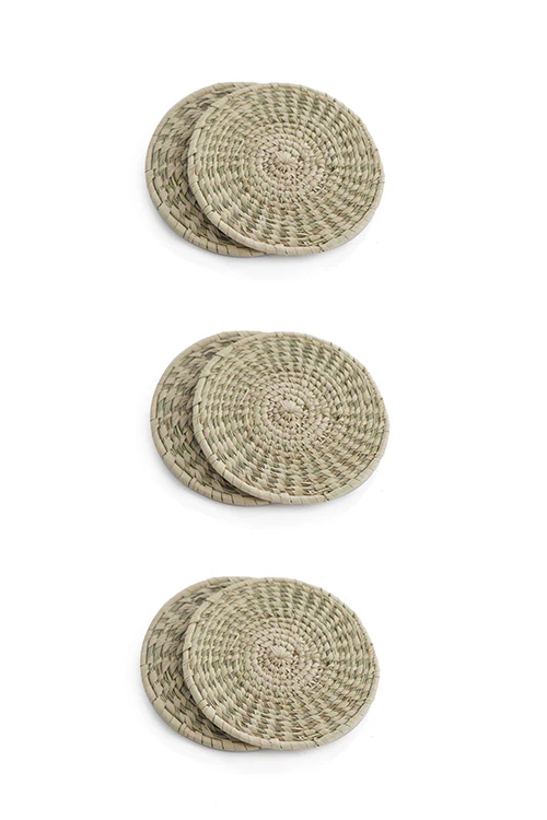 Whe Set of 6 Handmade Sabai Grass Coasters - Image 2