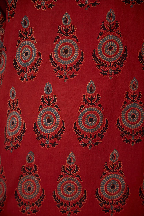 Okhai "Shalimar" Handblock Printed Ajrakh Pure Cotton Kurta Pant Set - Image 7