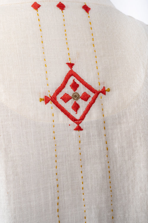 Rangsutra Shifrah Soof Embroidered Off-White Sleeveless Blouse - Image 6