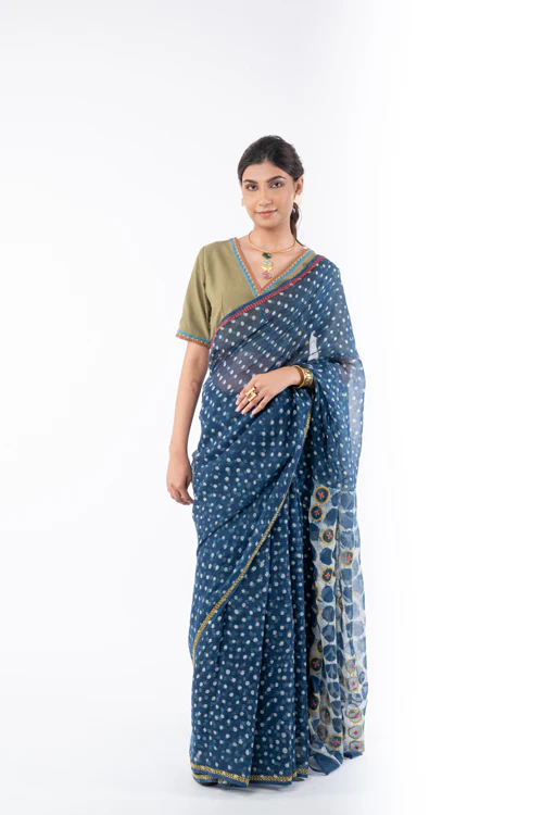 Rangsutra Shifrah Soof Embroidered Olive Half Sleeve Blouse - Image 13