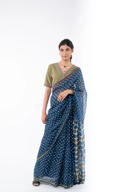 Rangsutra Shifrah Soof Embroidered Olive Half Sleeve Blouse - Image 14