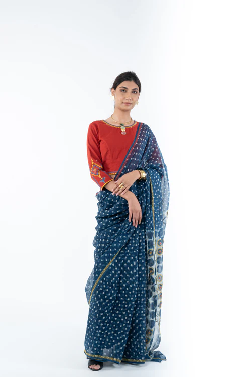 Rangsutra Shifrah Soof Embroidered Red 3-Quarter Sleeve Blouse - Image 12