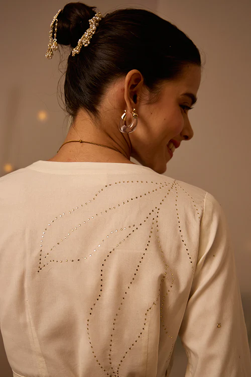 Okhai "Shine" Mukaish Work Wrap Top - Image 3