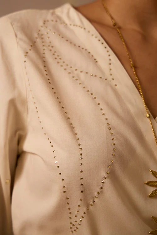 Okhai "Shine" Mukaish Work Wrap Top - Image 6