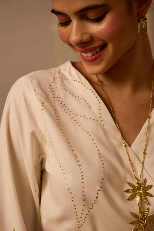 Okhai "Shine" Mukaish Work Wrap Top - Image 7