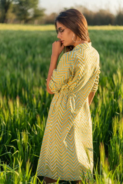 Sootisyahi 'Shining Zigzag' Azofree Handblock Printed Pure Cotton Dress - Image 5