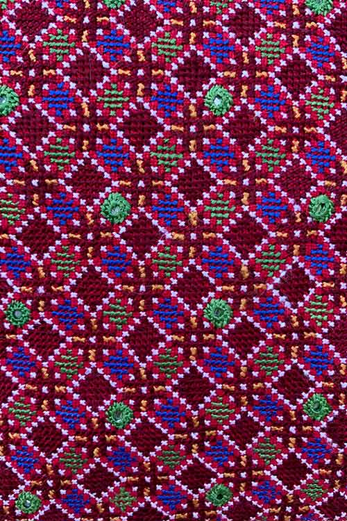 Shrujan ‘Tana Bana’ 30cm X 30cm Parrot Green Hand Embroidered Handloom Raw Silk Cushion Cover Pair - Image 4